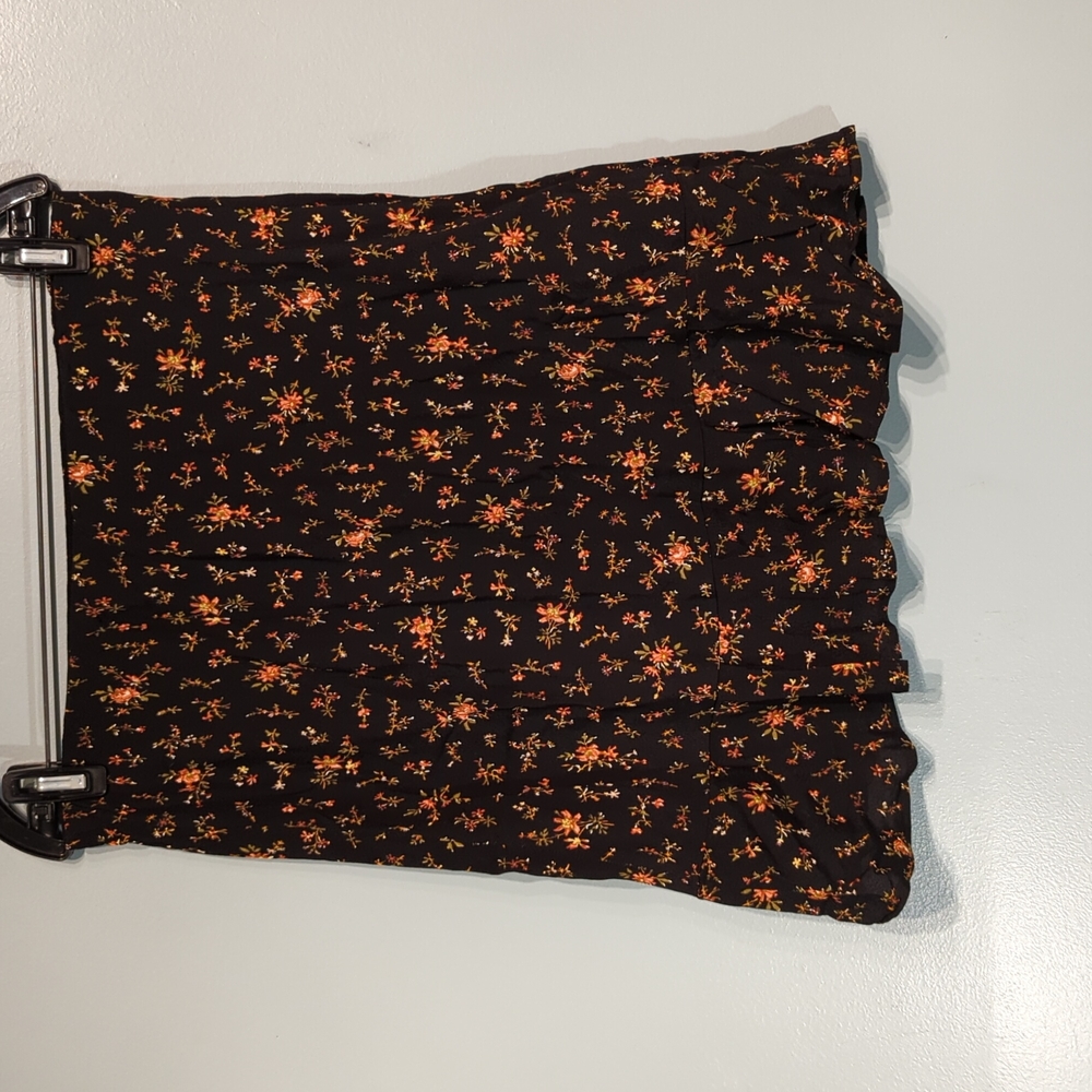 Madewell Black and Orange Floral Skirt